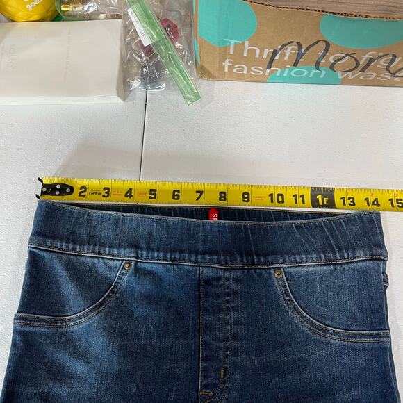 Spanx Distressed Denim High Rise Elastic Waist Jeggings Skinny Jeans Medium - Picture 8 of 8